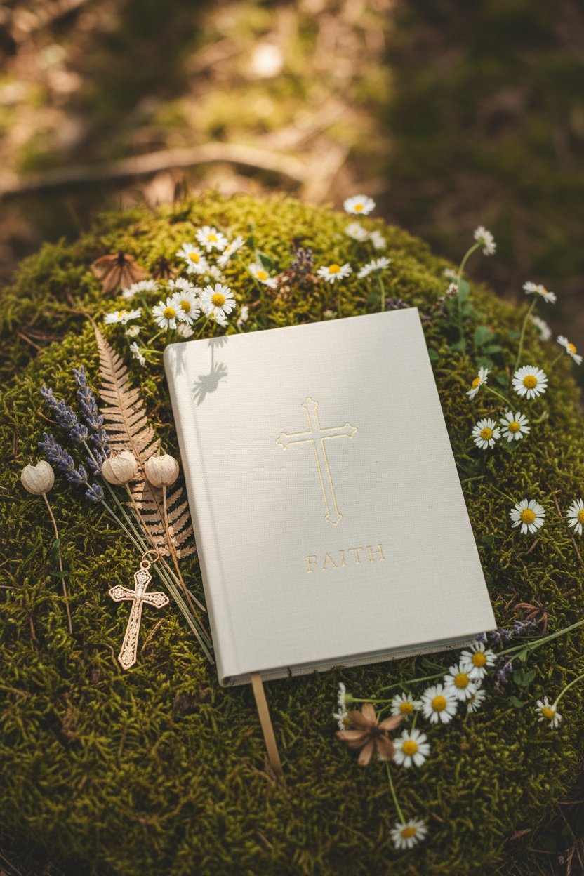 Christian Journal - Moss Flatlay