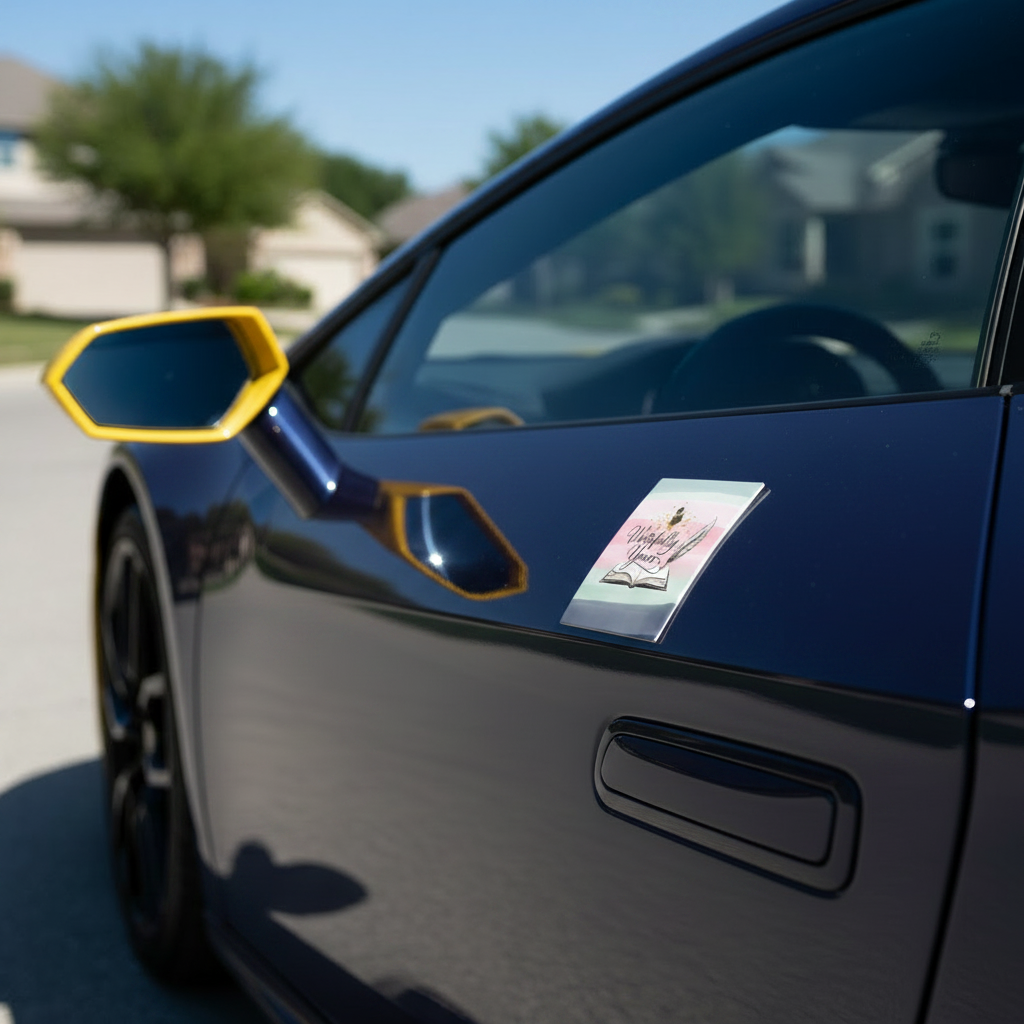 Magnet on dark blue Lamborghini